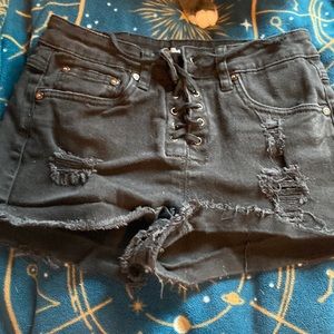 Dollhouse black lace up shorts